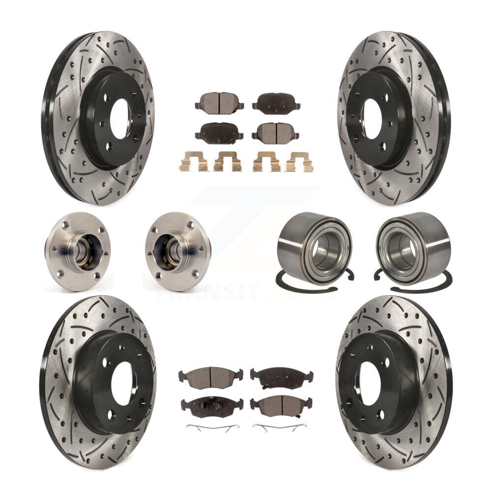 Kit de rotors et plaquettes de frein à disque revêtus de roulement de moyeu avant et arrière (10 pièces) pour Fiat 50