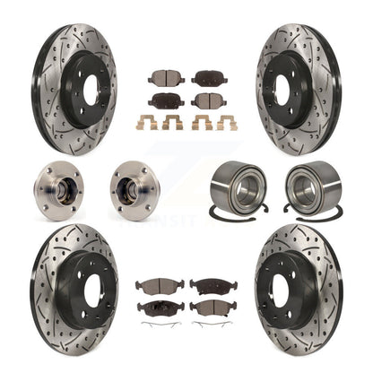 Kit de rotors et plaquettes de frein à disque revêtus de roulement de moyeu avant et arrière (10 pièces) pour Fiat 50