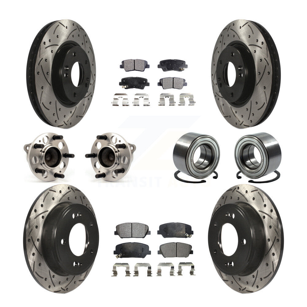 Kit de rotors et plaquettes de frein revêtus de roulement de moyeu avant et arrière (10 pièces) pour Hyundai Veloste