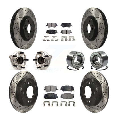 Kit de rotors et plaquettes de frein revêtus de roulement de moyeu avant et arrière (10 pièces) pour Hyundai Veloste