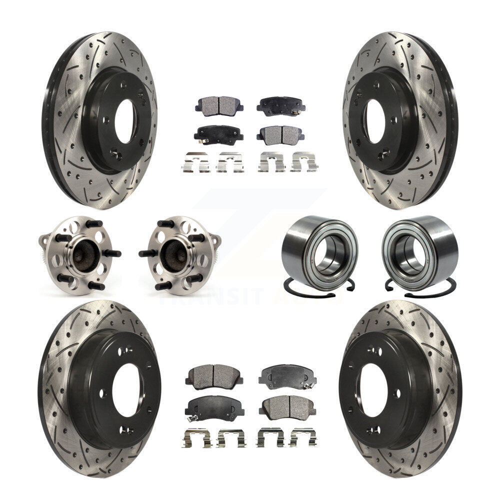 Kit de plaquettes de rotor de frein enduites de roulement de moyeu avant et arrière (10 pièces) pour Hyundai Elantra G