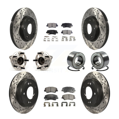 Kit de plaquettes de rotor de frein enduites de roulement de moyeu avant et arrière (10 pièces) pour Hyundai Elantra G