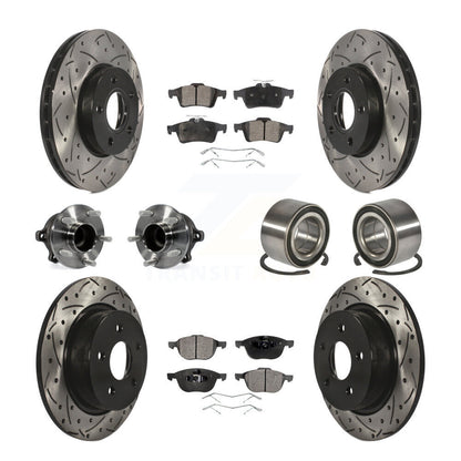 Kit de rotor et de plaquettes de frein à disque revêtus de roulement de moyeu avant et arrière (10 pièces) pour Ford c-ma