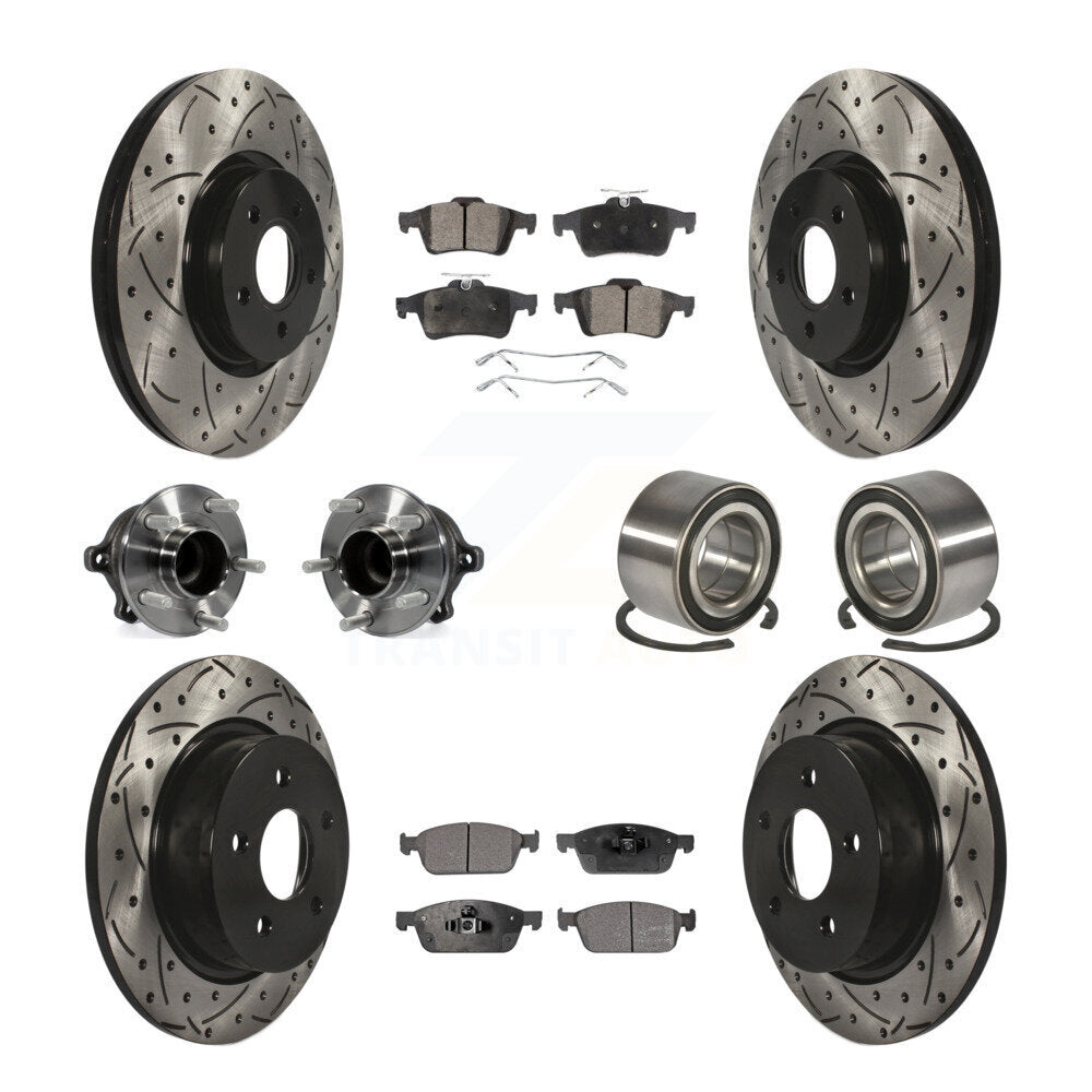 Kit de rotors et plaquettes de frein à disque revêtus de roulement de moyeu avant et arrière (10 pièces) pour Ford Escap