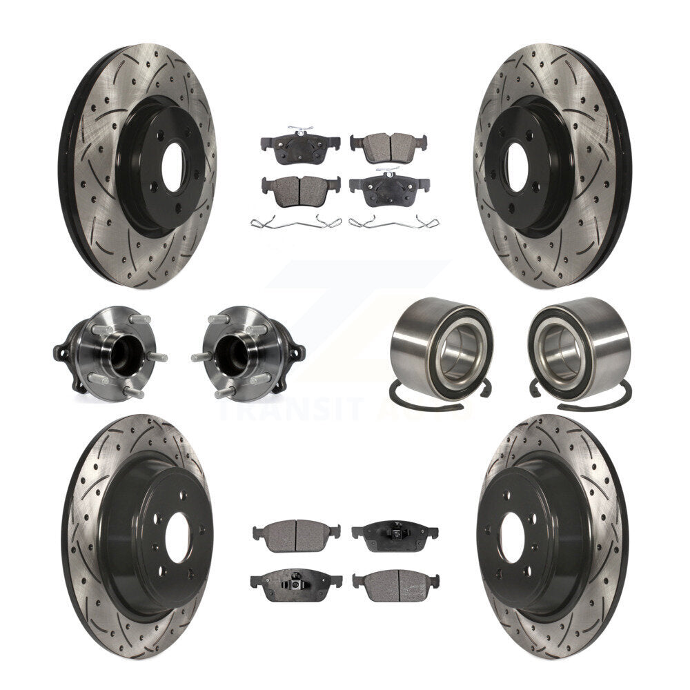Kit de plaquettes de Rotor de frein revêtues de roulement de moyeu avant et arrière (10 pièces) pour Ford Escape Lincol
