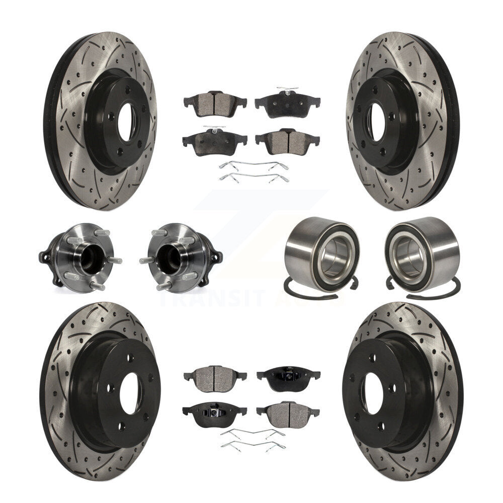 Kit de rotor et de plaquettes de frein revêtus de roulement de moyeu avant et arrière (10 pièces) pour Ford Escape c-ma