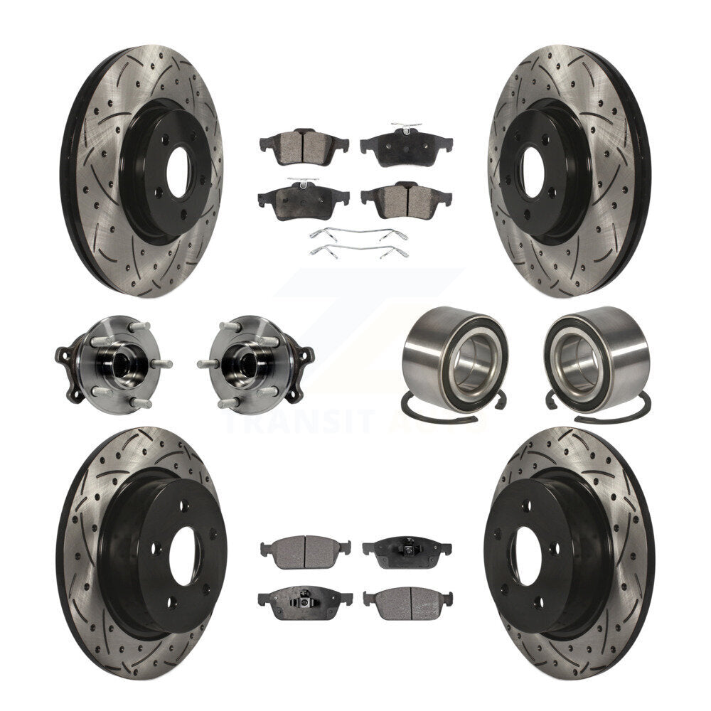 Kit de rotors et plaquettes de frein à disque revêtus de roulement de moyeu avant et arrière (10 pièces) pour Ford Escap