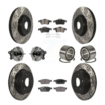 Kit de rotors et plaquettes de frein à disque revêtus de roulement de moyeu avant et arrière (10 pièces) pour Ford Escap