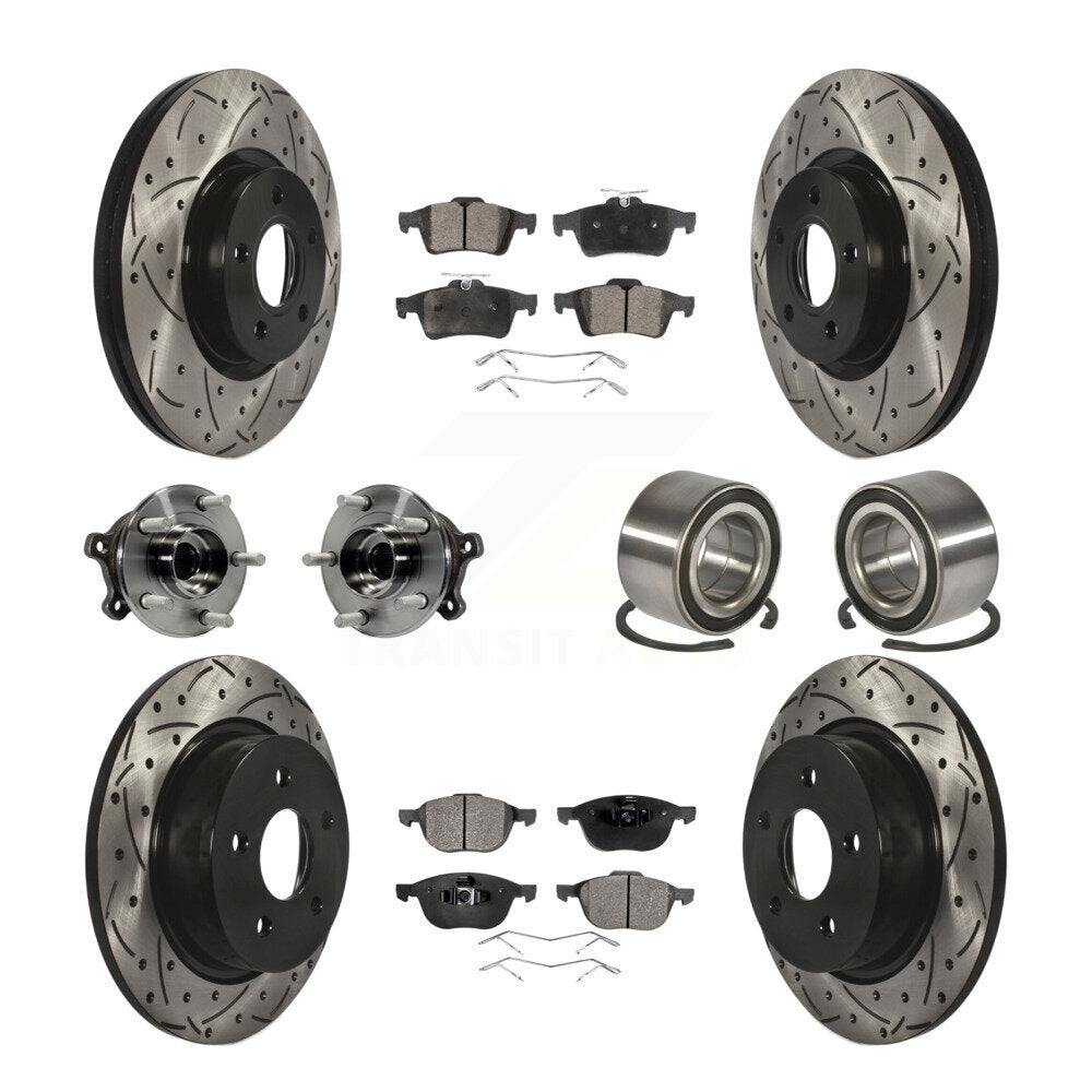 Kit de rotors et plaquettes de frein à disque revêtus de roulement de moyeu avant et arrière (10 pièces) pour Ford Escap