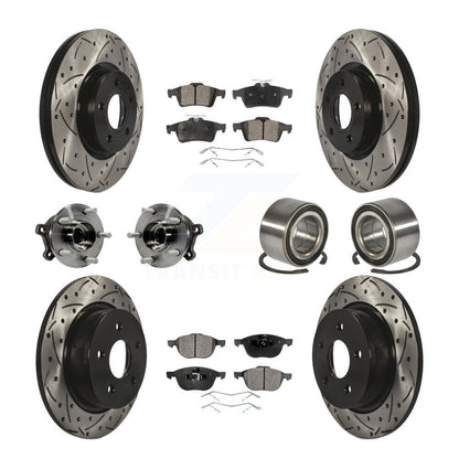 Kit de rotors et plaquettes de frein à disque revêtus de roulement de moyeu avant et arrière (10 pièces) pour Ford Escap