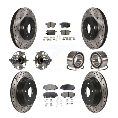 Kit de rotor et de plaquettes de frein à disque revêtus de roulement de moyeu avant et arrière (10 pièces) pour Honda Accor