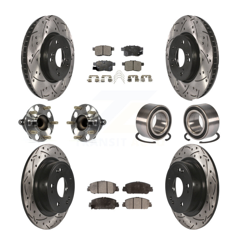 Kit de rotor et de plaquettes de frein à disque revêtus de roulement de moyeu avant et arrière (10 pièces) pour Honda Accor