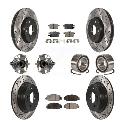 Kit de rotor et de plaquettes de frein à disque revêtus de roulement de moyeu avant et arrière (10 pièces) pour Honda Accor