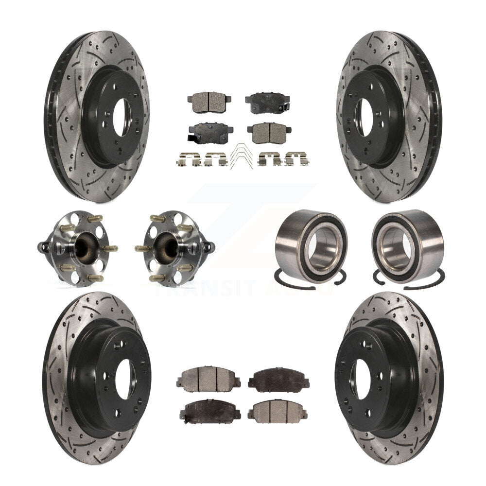 Kit de rotor et de plaquettes de frein à disque revêtus de roulement de moyeu avant et arrière (10 pièces) pour Honda Accor