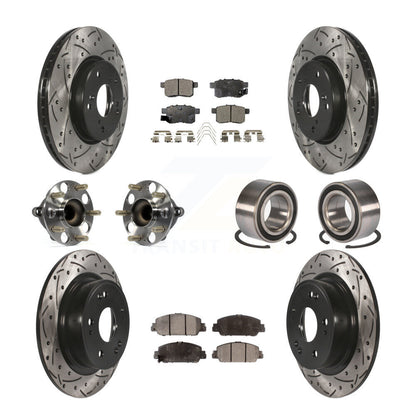 Kit de rotor et de plaquettes de frein à disque revêtus de roulement de moyeu avant et arrière (10 pièces) pour Honda Accor