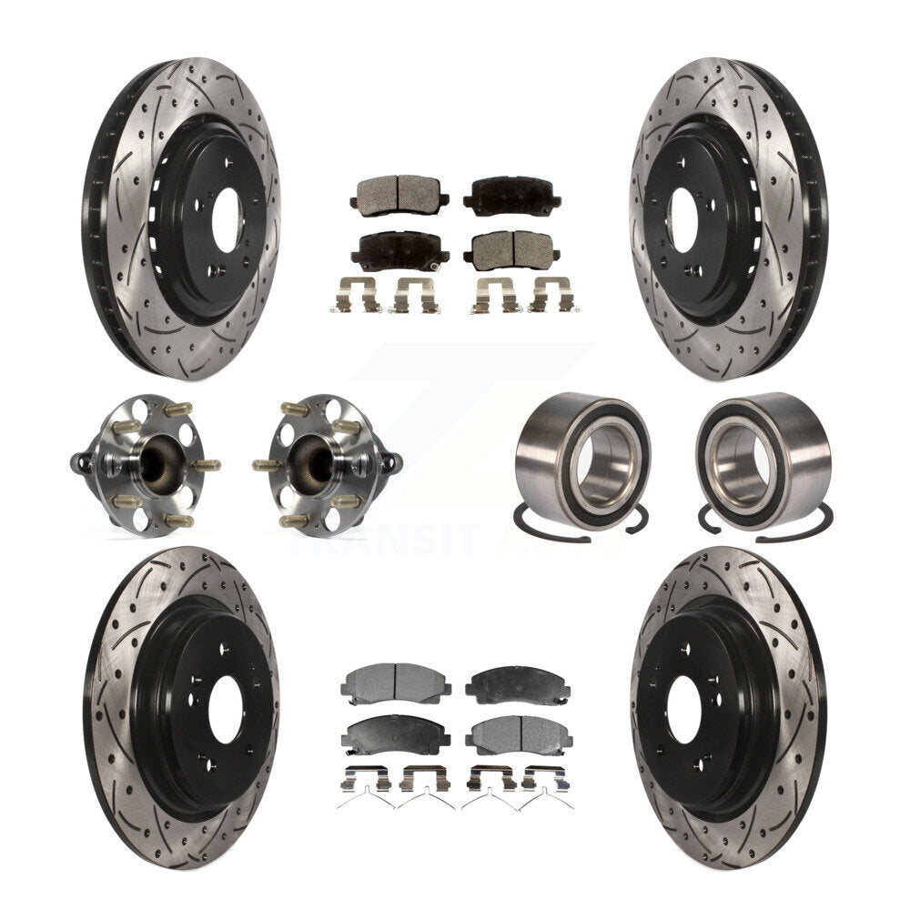 Kit de plaquettes de rotor de frein revêtues de roulement de moyeu avant et arrière (10 pièces) pour Acura TLX FW 15-20