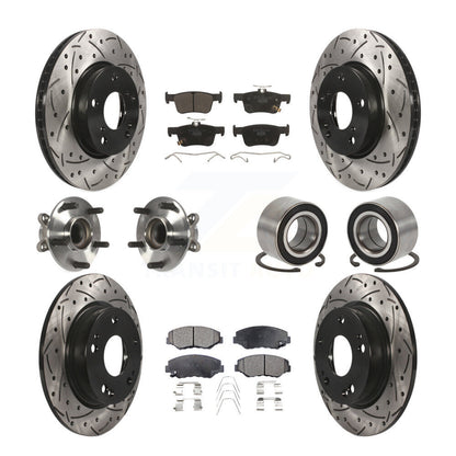 Kit de rotors et plaquettes de frein à disque revêtus de roulement de moyeu avant et arrière (10 pièces) pour Honda Civi