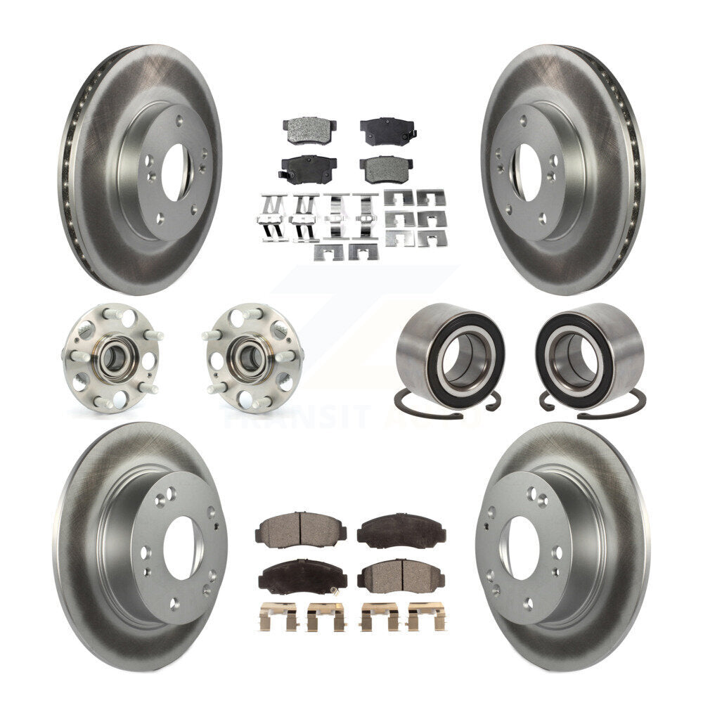 Kit de rotor et de plaquettes de frein à disque revêtus de roulement de moyeu avant et arrière (10 pièces) pour Honda Accor