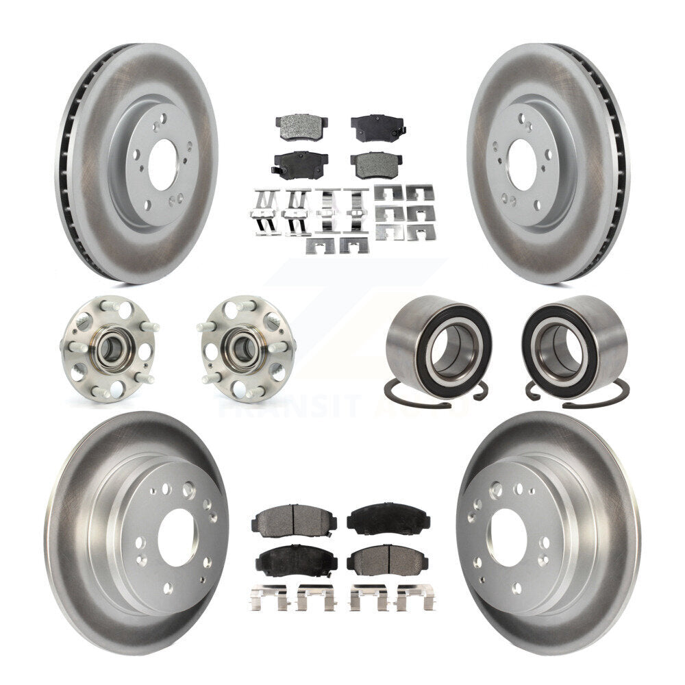 Kit de rotors et plaquettes de frein à disque revêtus de roulement de moyeu avant et arrière (10 pièces) pour Acura T