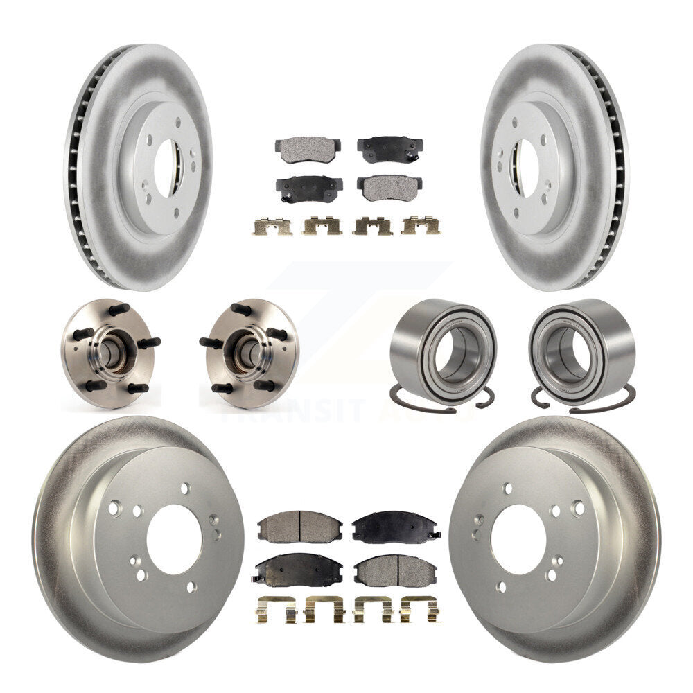 Kit de rotors et plaquettes de frein revêtus de roulement de moyeu avant et arrière (10 pièces) pour Hyundai Santa F