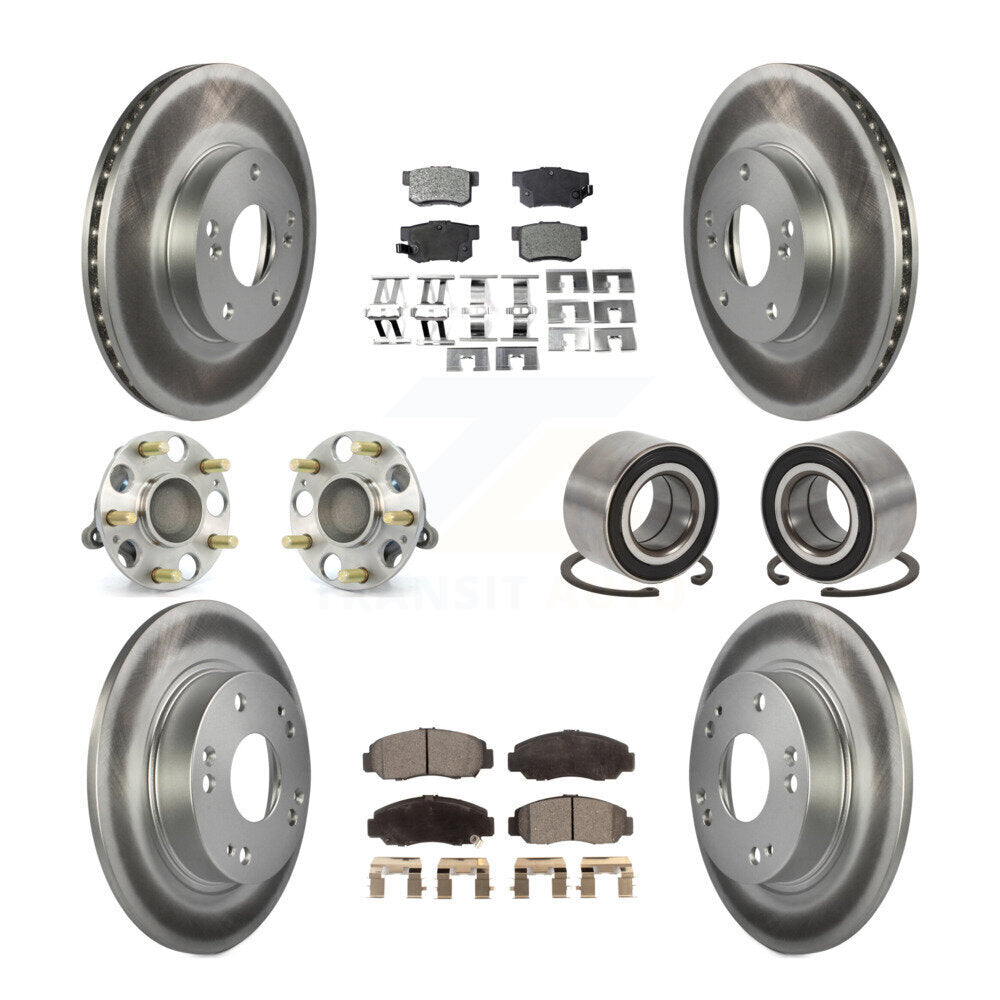 Kit de rotors et plaquettes de frein à disque revêtus de roulement de moyeu avant et arrière (10 pièces) pour Acura CS
