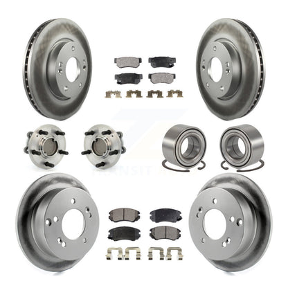 Kit de plaquettes de rotor de frein enduites de roulement de moyeu avant et arrière (10 pièces) pour Hyundai Sonata Ki