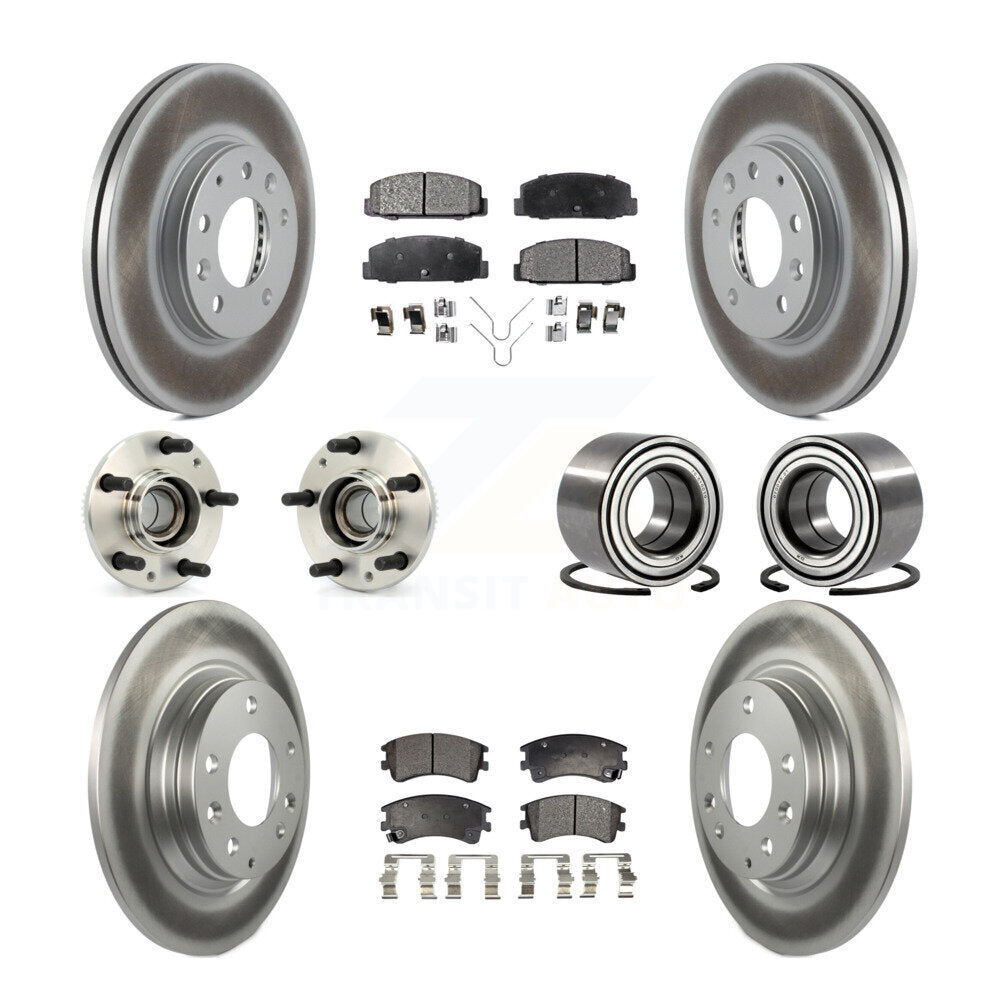 Kit de rotors et plaquettes de frein à disque revêtus de roulements de moyeu avant et arrière (10 pièces) pour Mazda