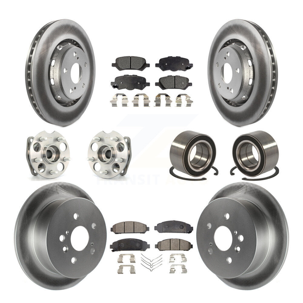 Kit de rotors et plaquettes de frein revêtus de roulement de moyeu avant et arrière (10 pièces) pour Toyota Venza AW