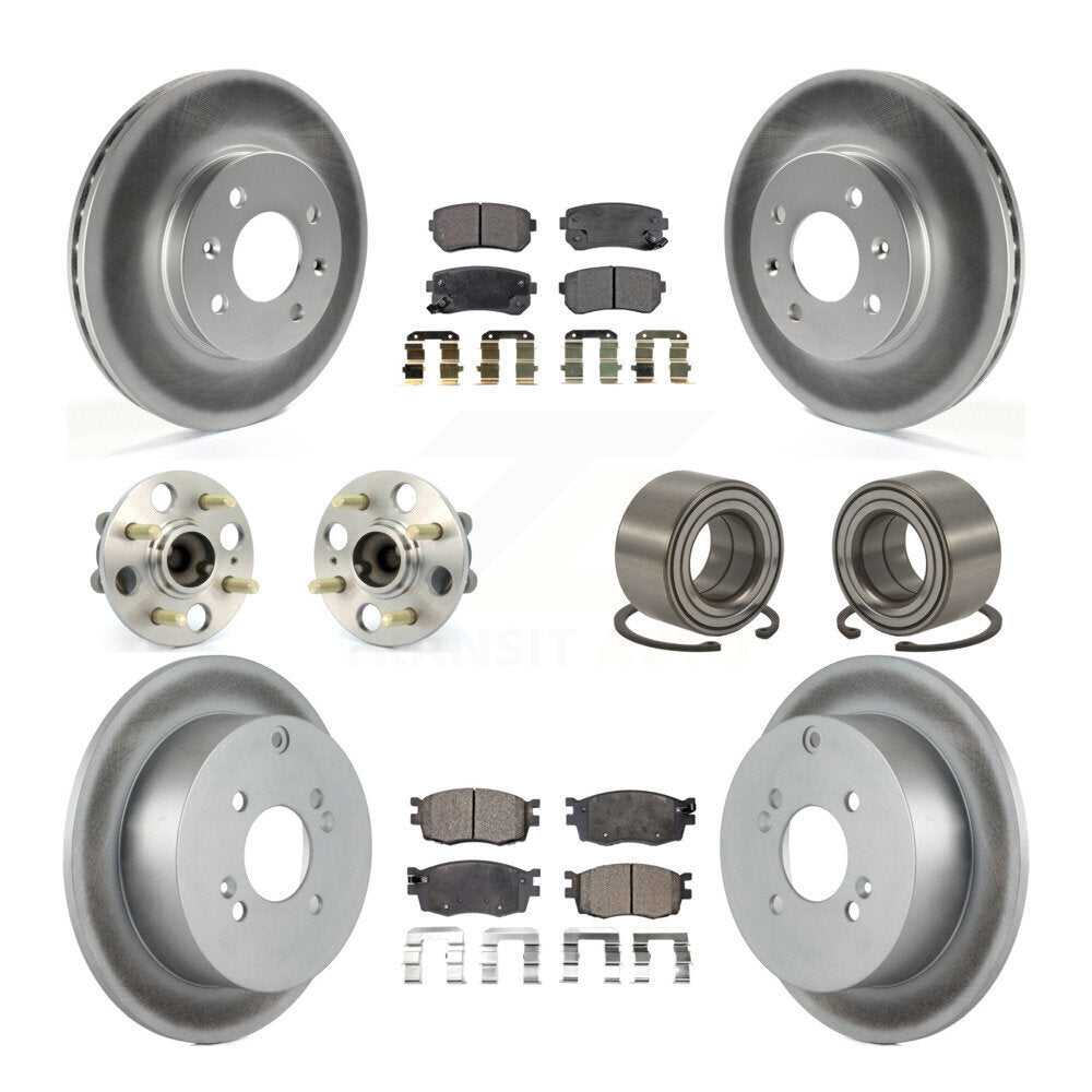 Kit de plaquettes de rotor de frein enduites de roulement de moyeu avant et arrière (10 pièces) pour Hyundai Accent Ki