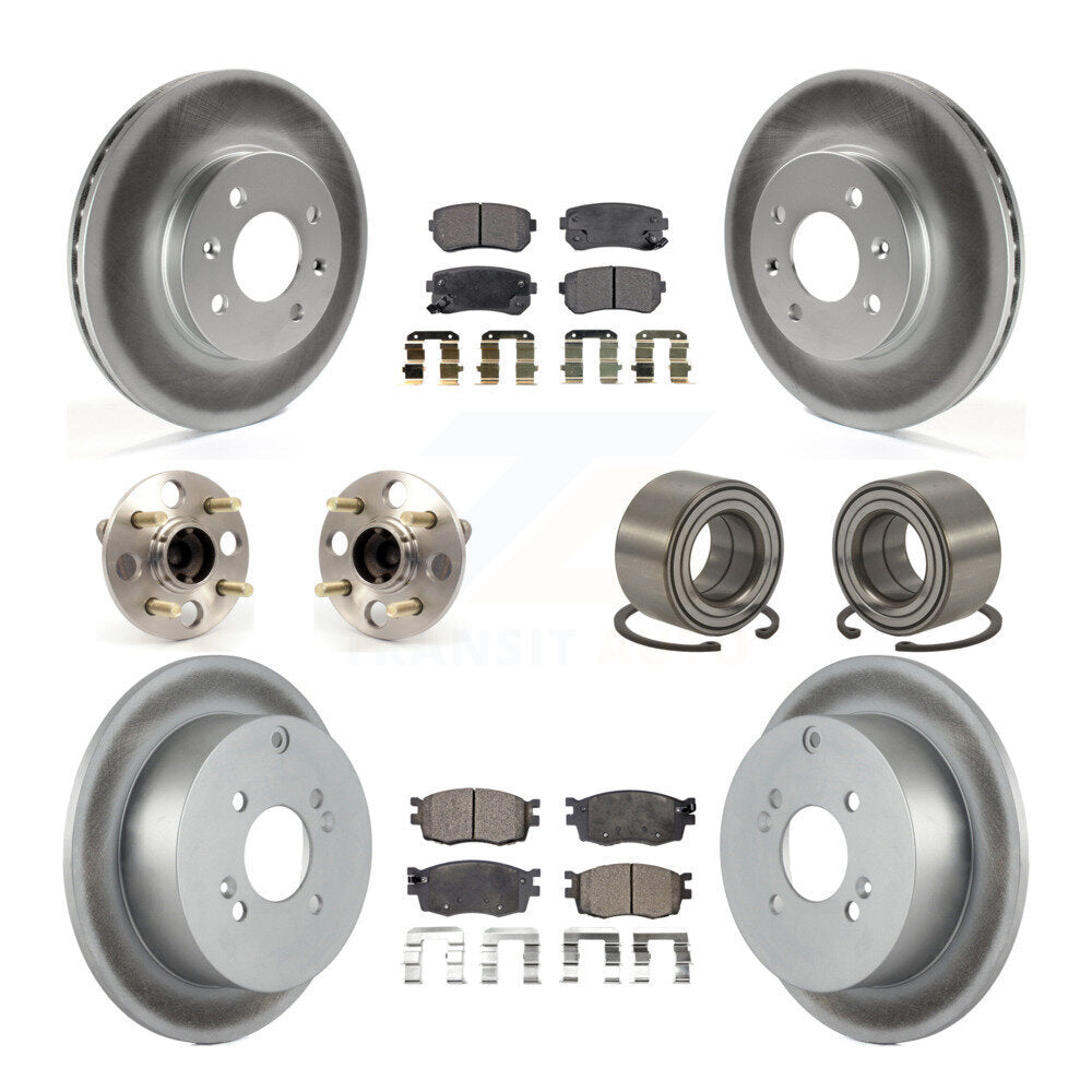 Kit de plaquettes de rotor de frein enduites de roulement de moyeu avant et arrière (10 pièces) pour Hyundai Accent Ki