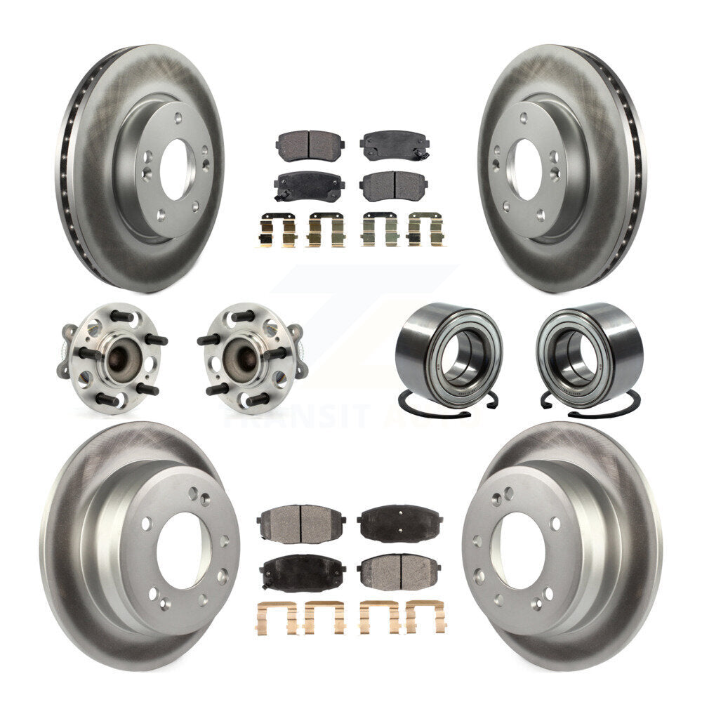 Kit de rotor et de plaquettes de frein revêtus de roulement de moyeu avant et arrière (10 pièces) pour Hyundai Elantr