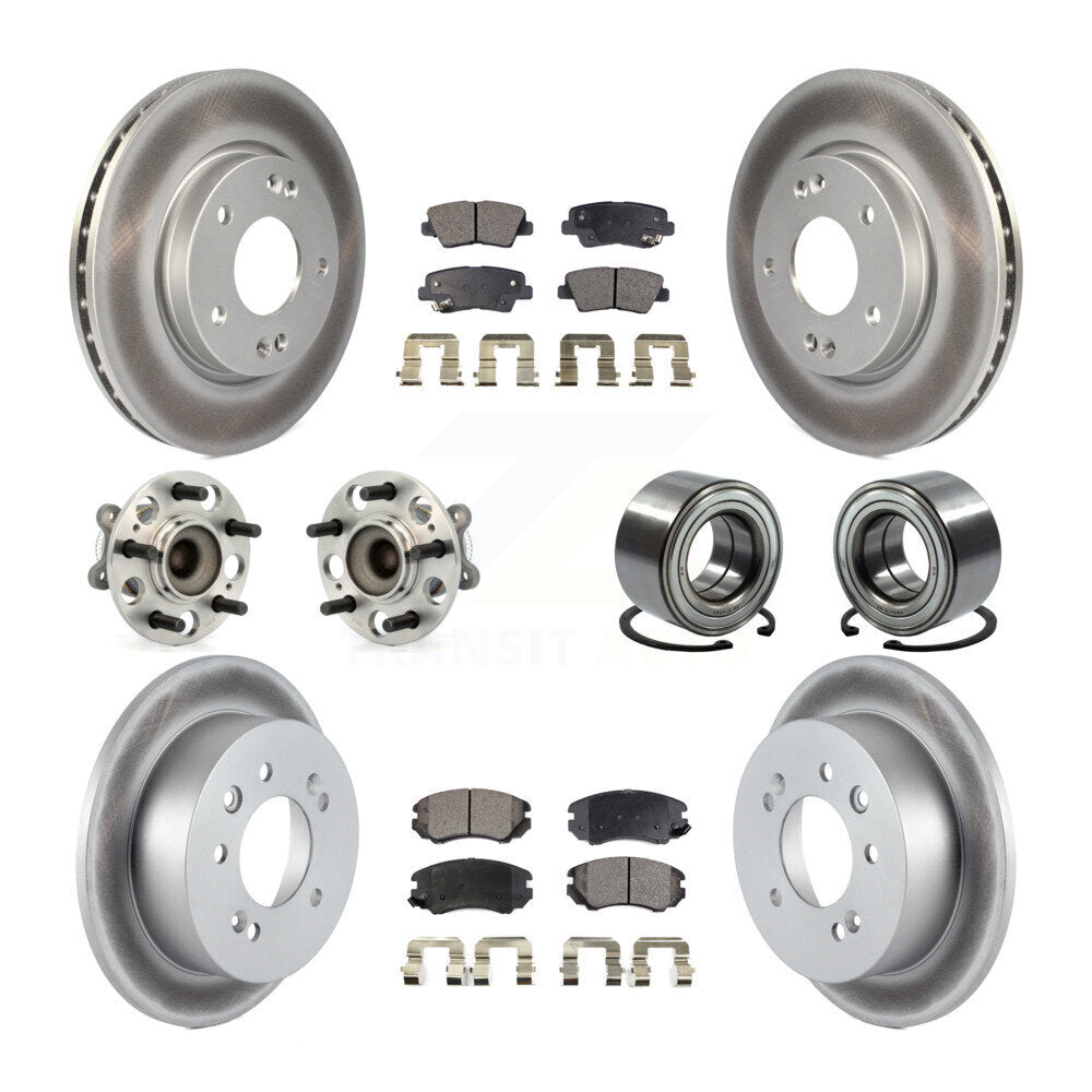 Kit de rotor et de plaquettes de frein revêtus de roulement de moyeu avant et arrière (10 pièces) pour Hyundai Elantr