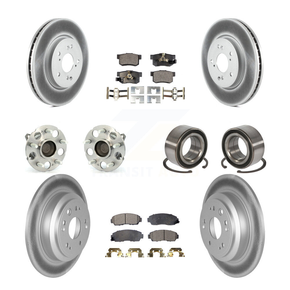 Kit de rotors et plaquettes de frein revêtus de roulement de moyeu avant et arrière (10 pièces) pour Honda Accord FW