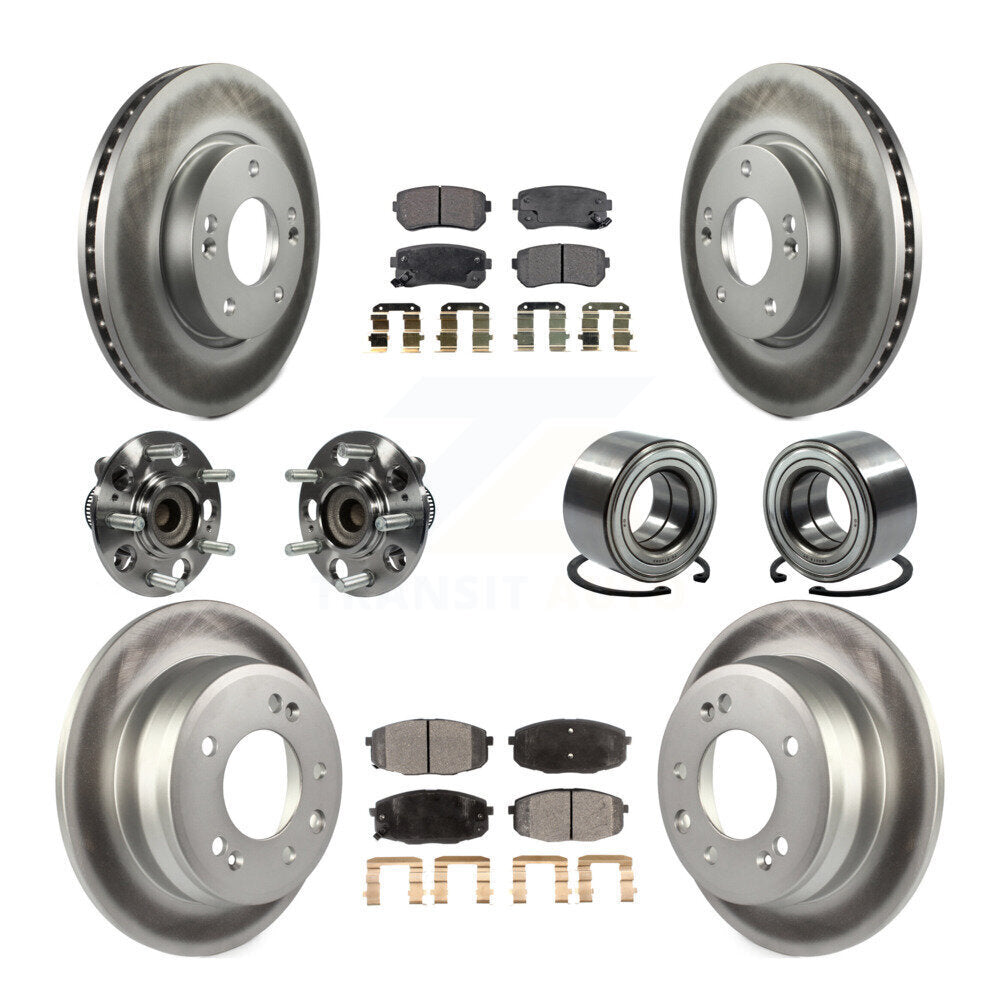 Kit de rotor et de plaquettes de frein revêtus de roulement de moyeu avant et arrière (10 pièces) pour Hyundai Elantr