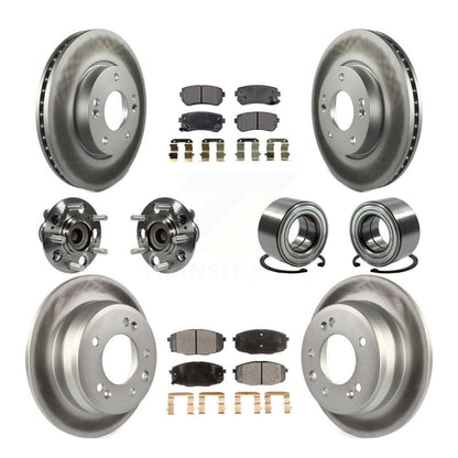 Kit de rotor et de plaquettes de frein revêtus de roulement de moyeu avant et arrière (10 pièces) pour Hyundai Elantr