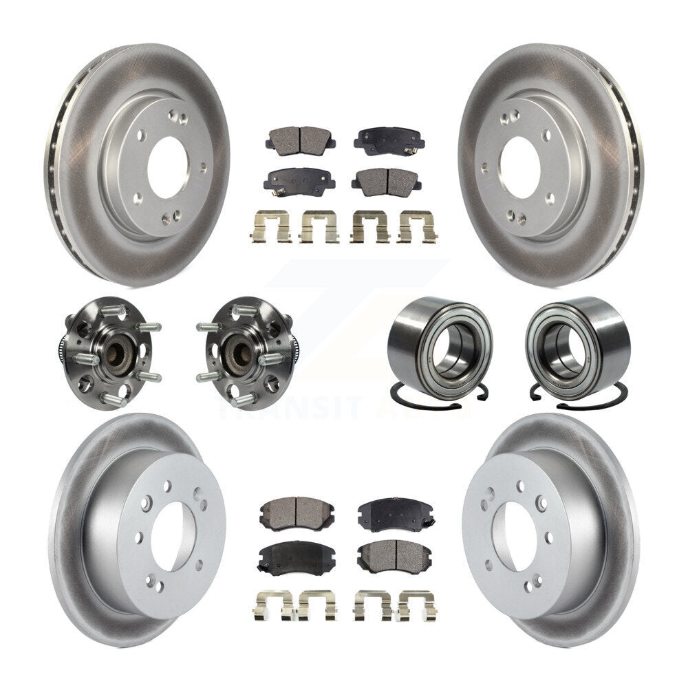 Kit de rotor et de plaquettes de frein revêtus de roulement de moyeu avant et arrière (10 pièces) pour Hyundai Elantr
