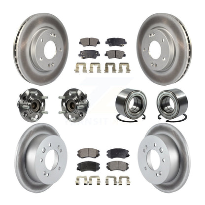 Kit de rotor et de plaquettes de frein revêtus de roulement de moyeu avant et arrière (10 pièces) pour Hyundai Elantr