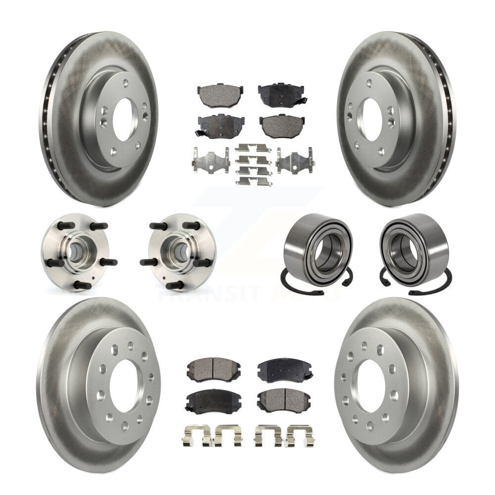 Kit de rotor et de plaquettes de frein revêtus de roulement de moyeu avant et arrière (10 pièces) pour Hyundai Tiburo
