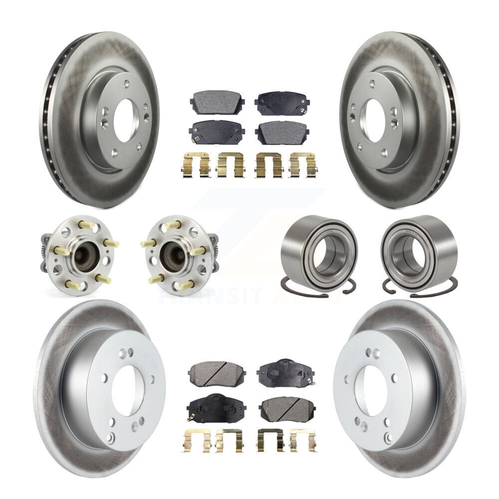 Kit de plaquettes de rotor de frein revêtues de roulement de moyeu avant et arrière (10 pièces) pour Kia Rond 2010 – 2012