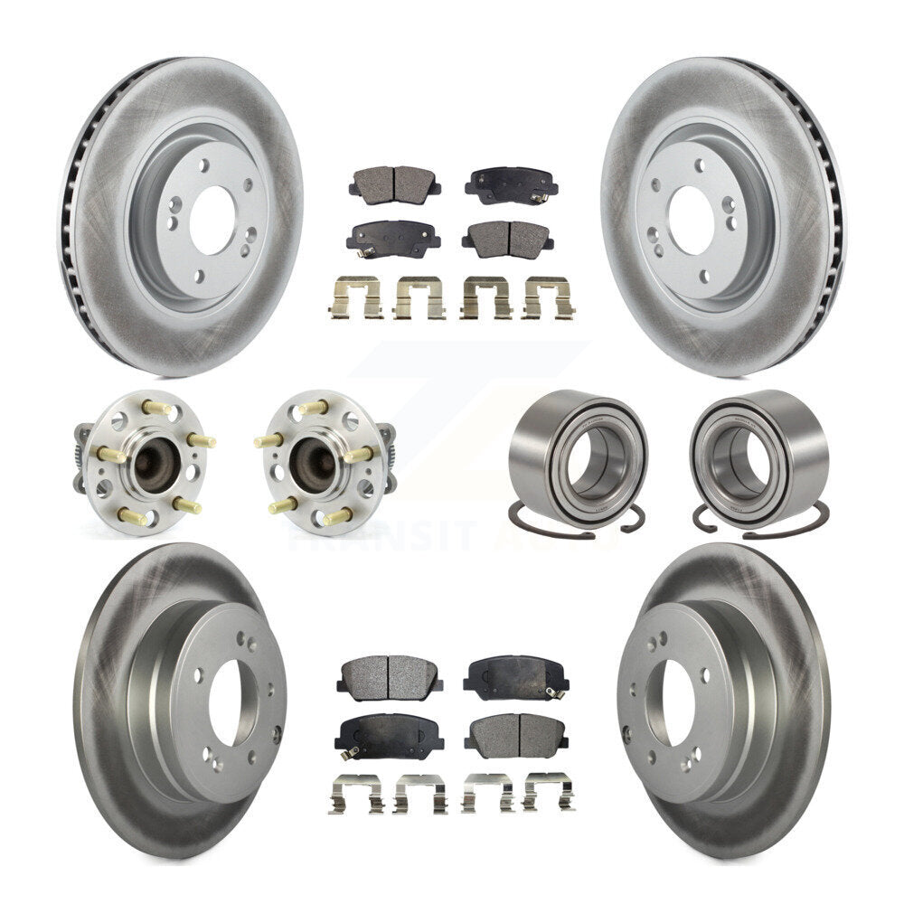 Kit de rotor et de plaquettes de frein revêtus de roulement de moyeu avant et arrière (10 pièces) pour Kia Optima 2.0