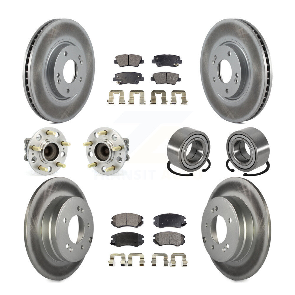 Kit de plaquettes de rotor de frein enduites de roulement de moyeu avant et arrière (10 pièces) pour Hyundai Azer 2011