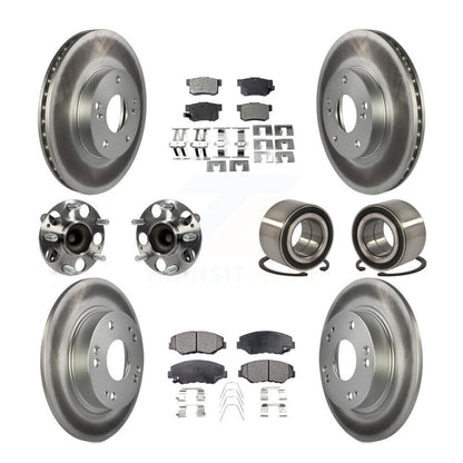 Kit de rotors et plaquettes de frein à disque revêtus de roulement de moyeu avant et arrière (10 pièces) pour Honda Civi