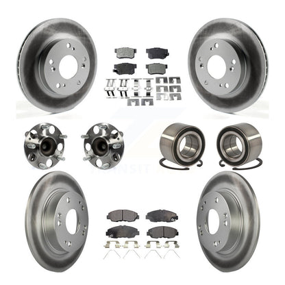 Kit de rotors et plaquettes de frein à disque revêtus de roulement de moyeu avant et arrière (10 pièces) pour Honda Civi