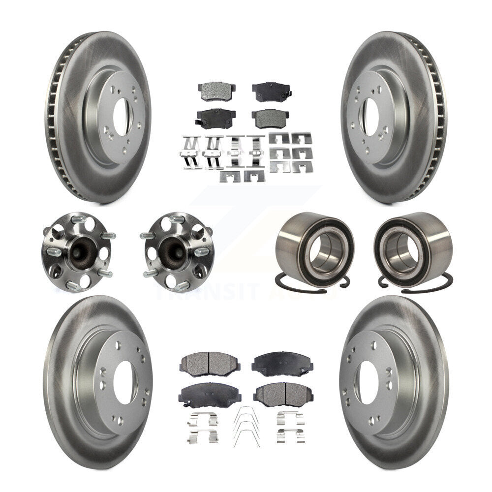 Kit de rotors et plaquettes de frein à disque revêtus de roulement de moyeu avant et arrière (10 pièces) pour Honda Civi