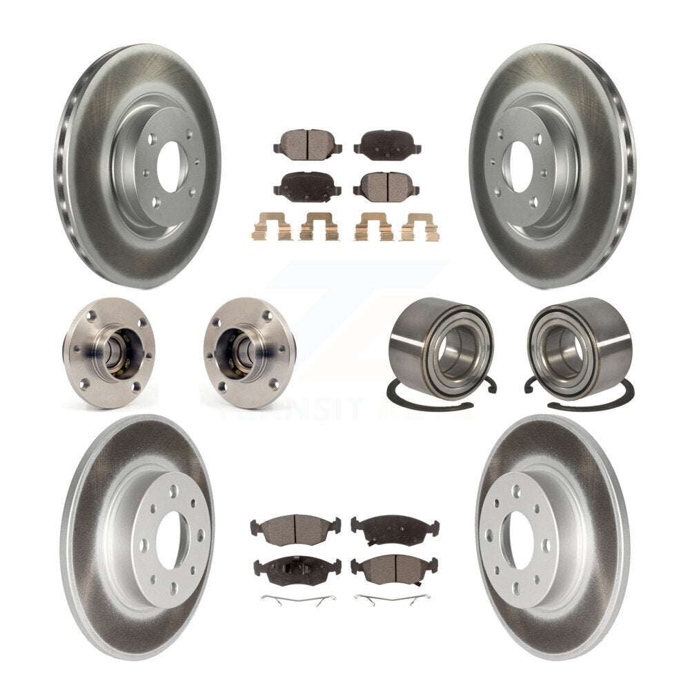 Kit de rotors et plaquettes de frein à disque revêtus de roulement de moyeu avant et arrière (10 pièces) pour Fiat 50