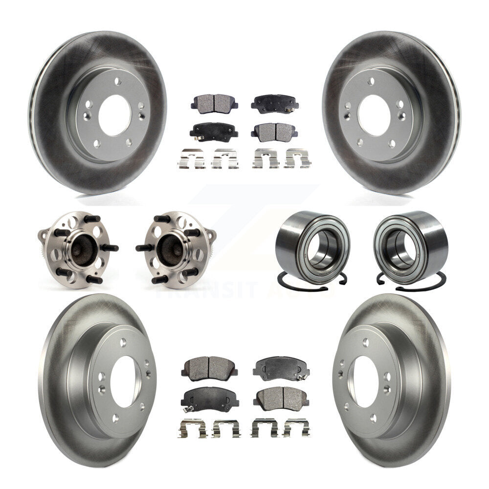 Kit de plaquettes de rotor de frein enduites de roulement de moyeu avant et arrière (10 pièces) pour Hyundai Elantra G