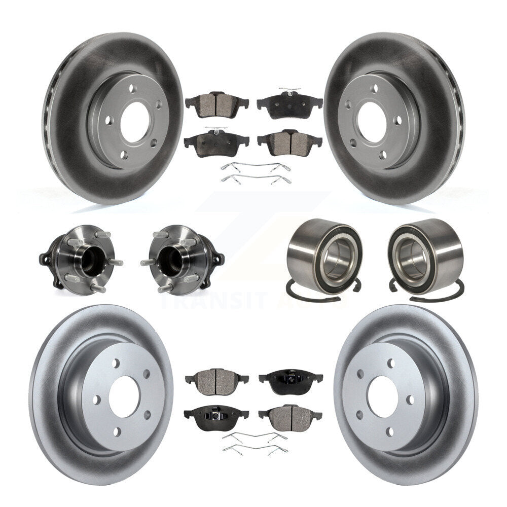 Kit de rotor et de plaquettes de frein à disque revêtus de roulement de moyeu avant et arrière (10 pièces) pour Ford c-ma