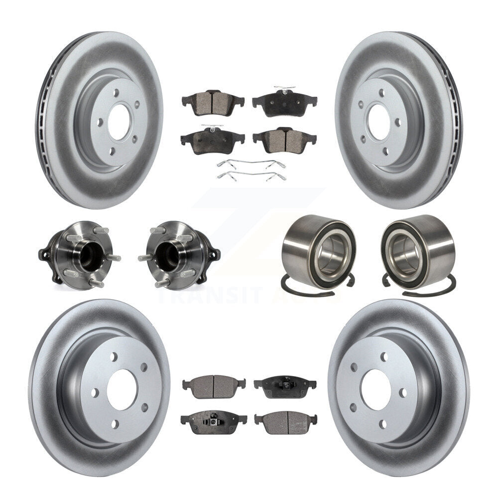 Kit de rotors et plaquettes de frein à disque revêtus de roulement de moyeu avant et arrière (10 pièces) pour Ford Escap