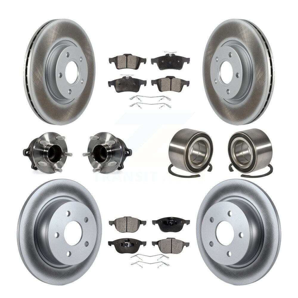 Kit de rotor et de plaquettes de frein revêtus de roulement de moyeu avant et arrière (10 pièces) pour Ford Escape c-ma