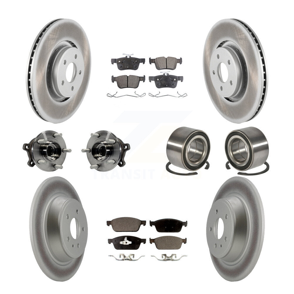 Kit de rotors et plaquettes de frein à disque revêtus de roulement de moyeu avant et arrière (10 pièces) pour Lincoln MK